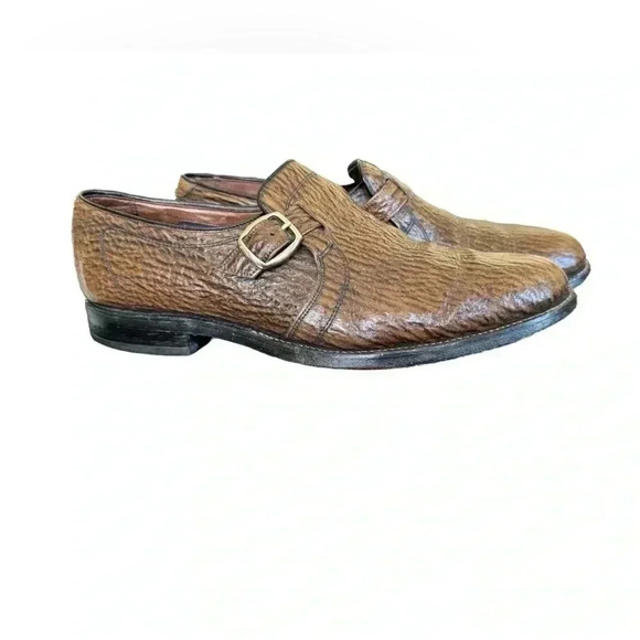 Allen Edmonds “Warton” Brown Sharkskin Shoes display picture 2